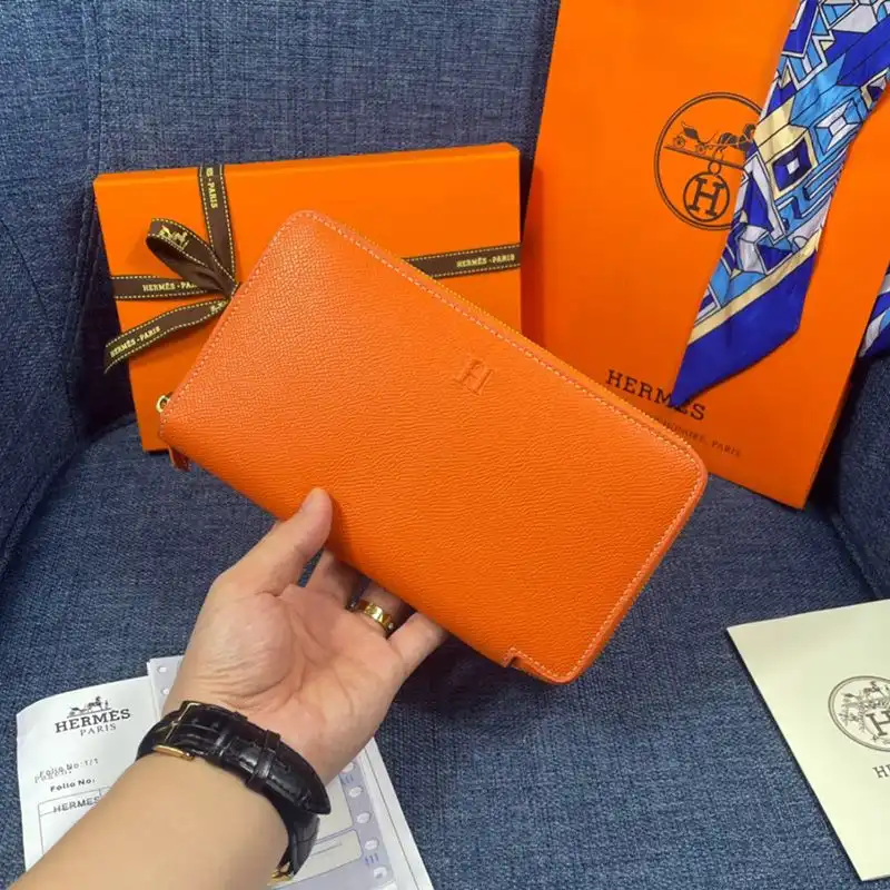 Affordable Hermes Azap Wallet Epsom Leather Gold Hardware In Orange