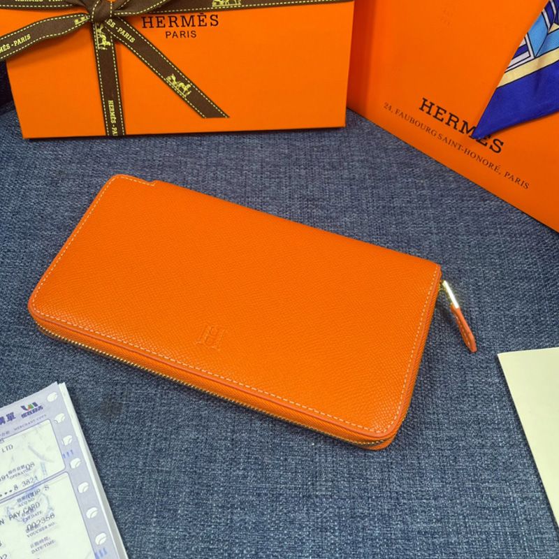 Hermes Azap Wallet Epsom Leather Gold Hardware In Orange