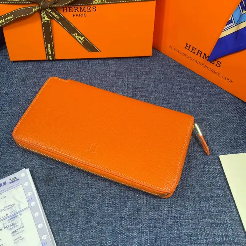 Affordable Hermes Azap Wallet Epsom Leather Gold Hardware In Orange