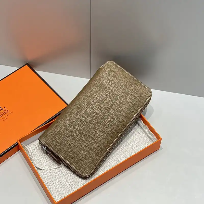 Affordable Hermes Azap Wallet Togo Leather Palladium Hardware In Khaki