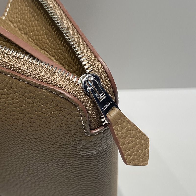 Hermes Azap Wallet Togo Leather Palladium Hardware In Khaki