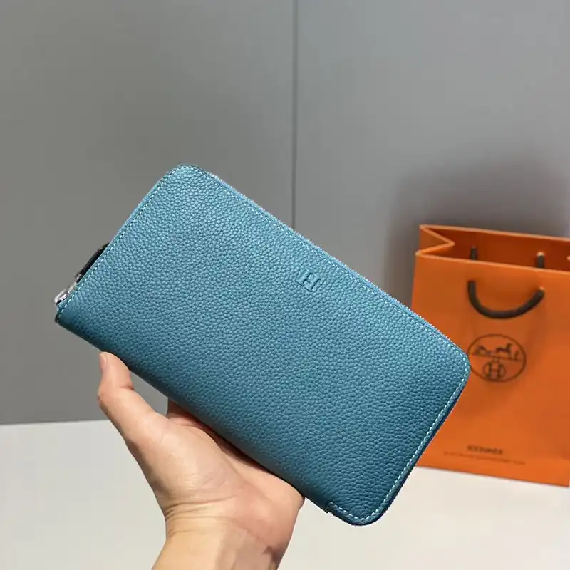 Hermes Azap Wallet Togo Leather Palladium Hardware In Teal