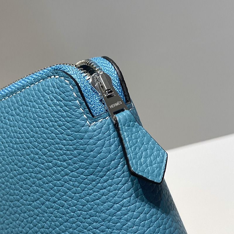 Hermes Azap Wallet Togo Leather Palladium Hardware In Teal