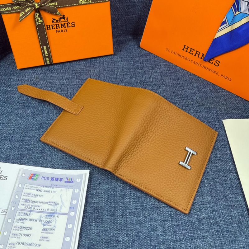 Hermes Bearn Compact Wallet Togo Leather Palladium Hardware In Brown