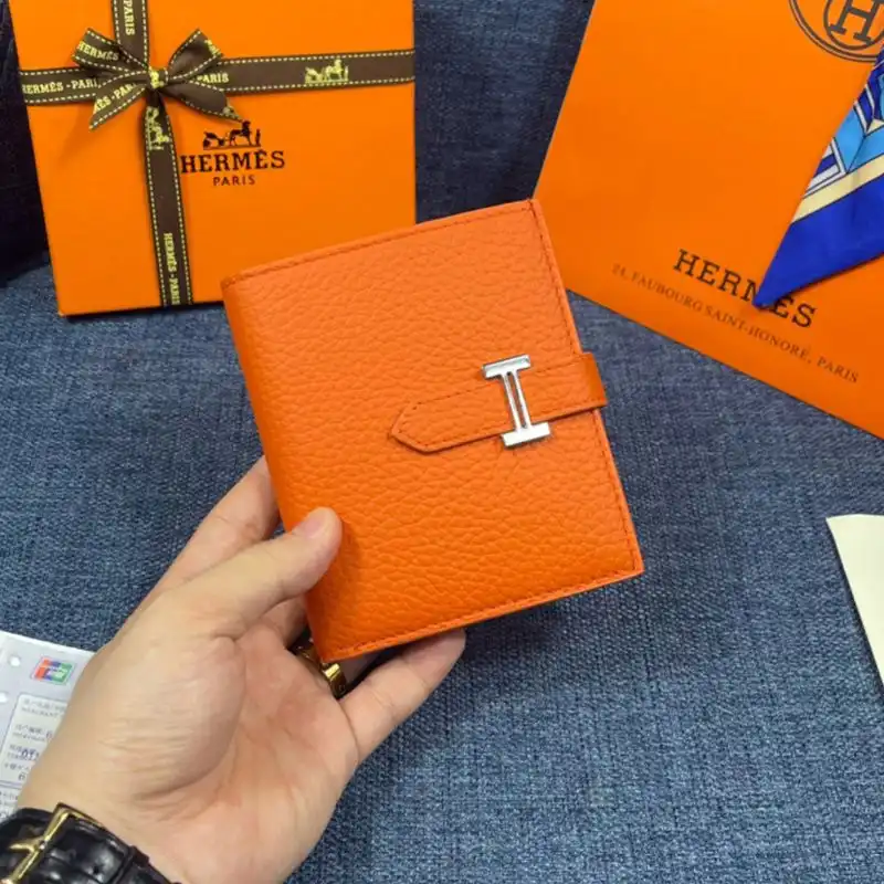 Affordable Hermes Bearn Compact Wallet Togo Leather Palladium Hardware In Orange