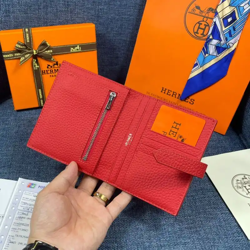 Affordable Hermes Bearn Compact Wallet Togo Leather Palladium Hardware In Red