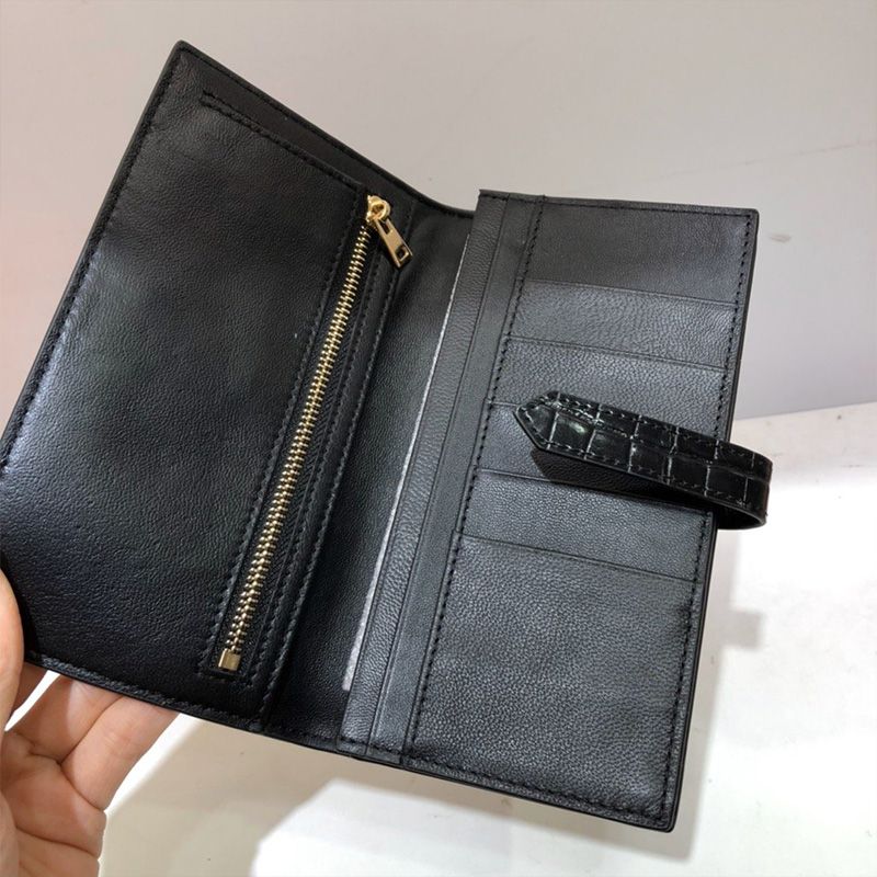 Hermes Bearn Wallet Alligator Leather Gold Hardware In Black