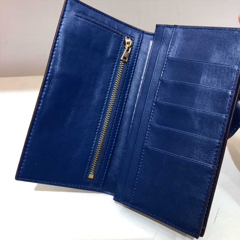 Hermes Bearn Wallet Alligator Leather Gold Hardware In Blue