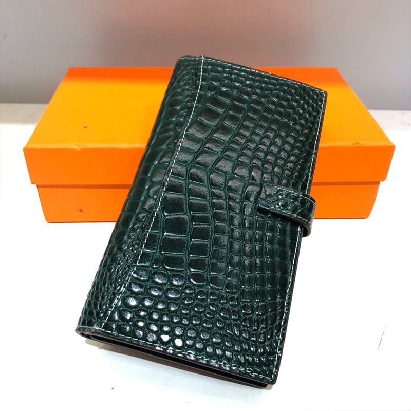 Hermes Bearn Wallet Alligator Leather Gold Hardware In Green