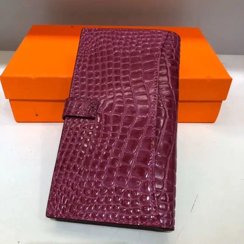 Cheap Hermes Bearn Wallet Alligator Leather Gold Hardware In Purple