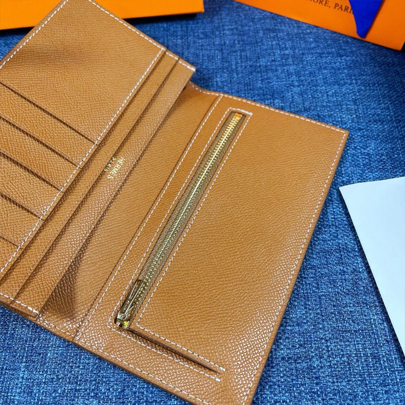 Hermes Bearn Wallet Epsom Leather Gold Hardware In Brown