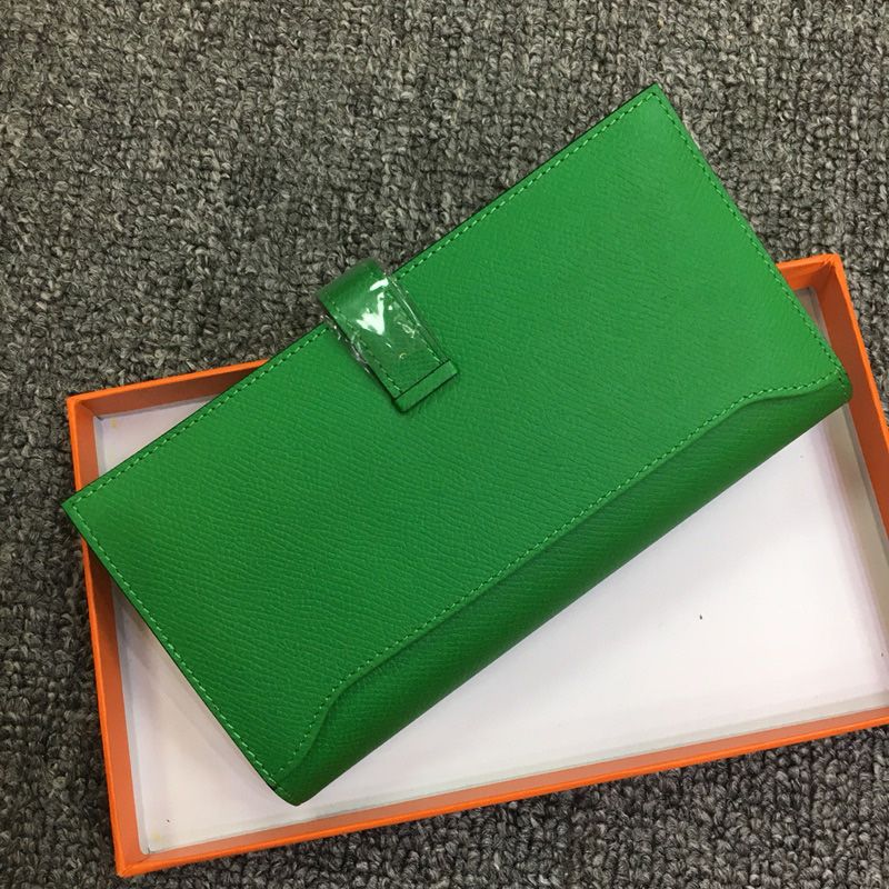 Hermes Bearn Wallet Epsom Leather Palladium Hardware In Green