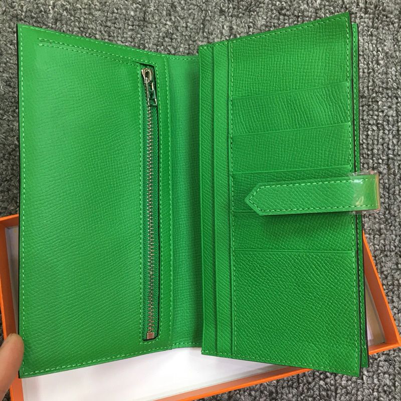 Hermes Bearn Wallet Epsom Leather Palladium Hardware In Green