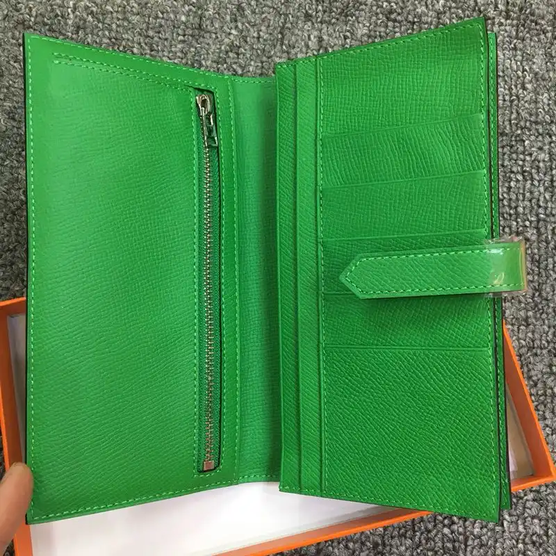 Cheap Hermes Bearn Wallet Epsom Leather Palladium Hardware In Green