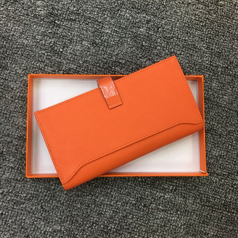 Hermes Bearn Wallet Epsom Leather Palladium Hardware In Orange