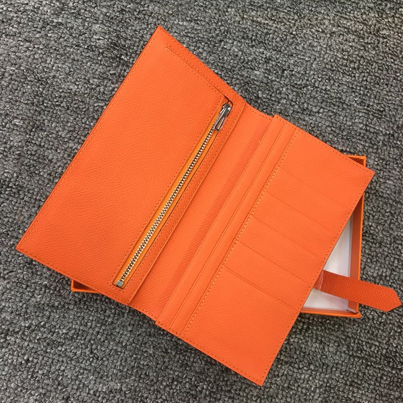 Hermes Bearn Wallet Epsom Leather Palladium Hardware In Orange