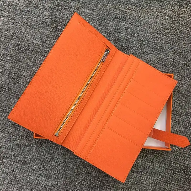 Cheap Hermes Bearn Wallet Epsom Leather Palladium Hardware In Orange