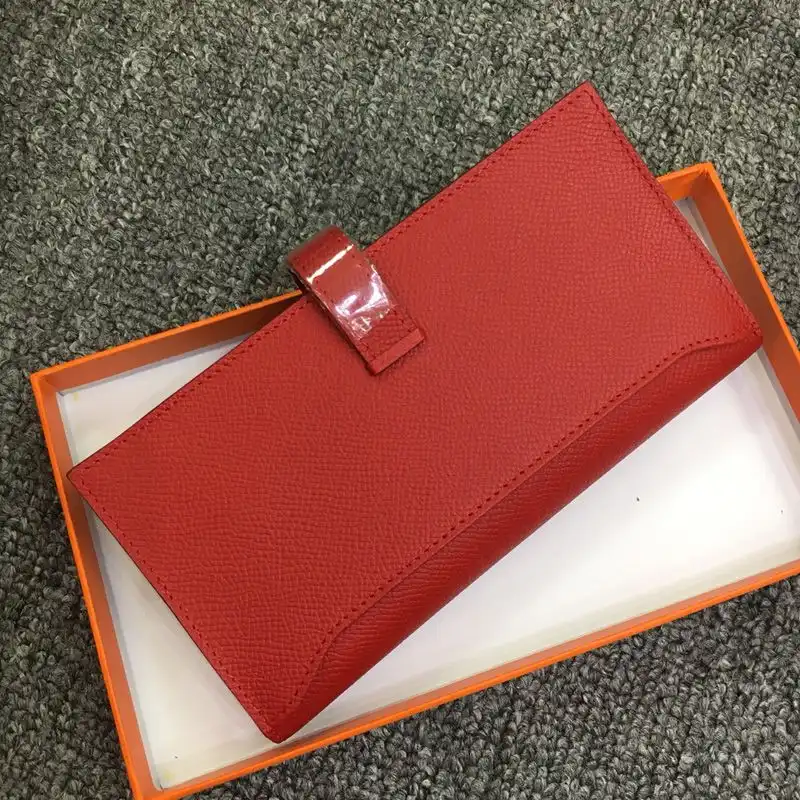 Affordable Hermes Bearn Wallet Epsom Leather Palladium Hardware In Red