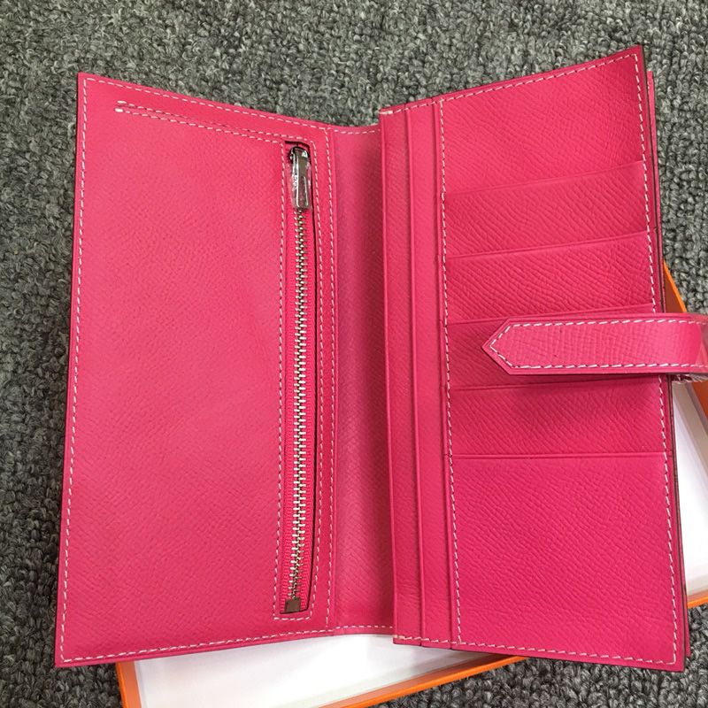 Hermes Bearn Wallet Epsom Leather Palladium Hardware In Rose