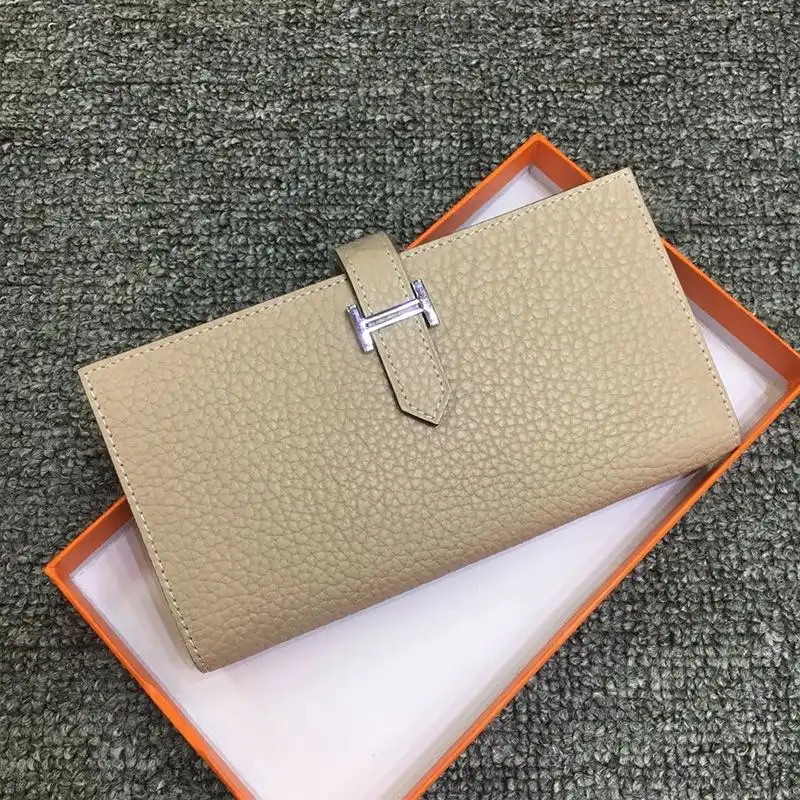 Affordable Hermes Bearn Wallet Togo Leather Palladium Hardware In Apricot