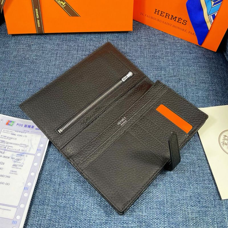 Hermes Bearn Wallet Togo Leather Palladium Hardware In Black