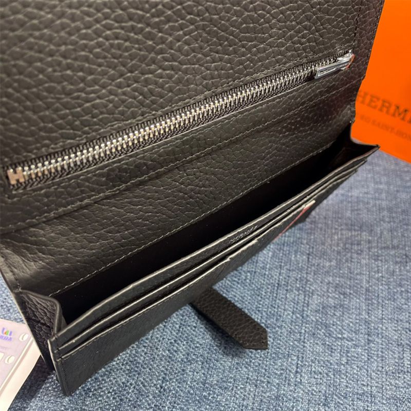 Hermes Bearn Wallet Togo Leather Palladium Hardware In Black