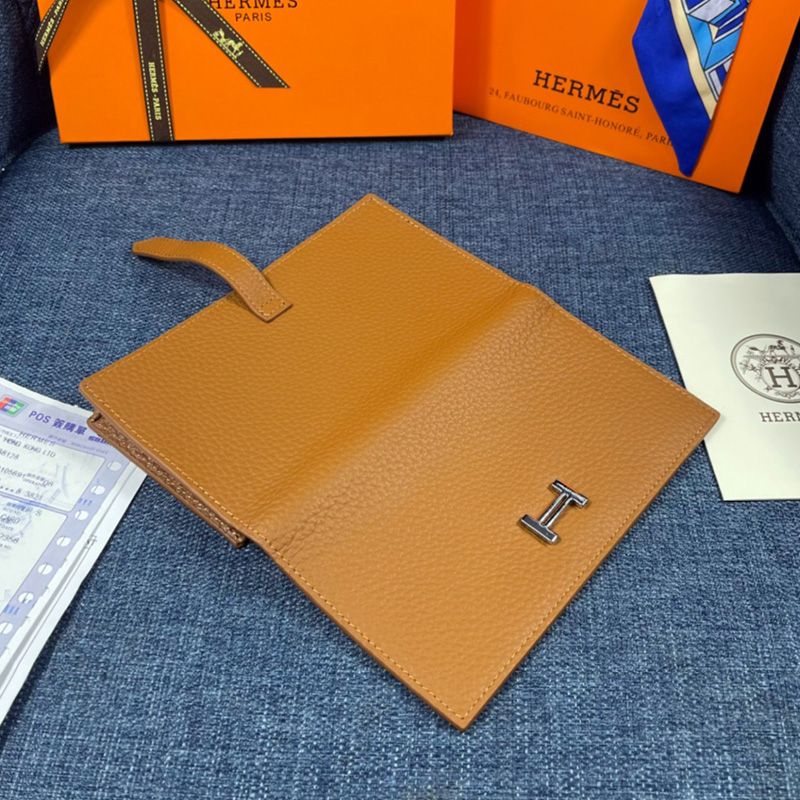 Hermes Bearn Wallet Togo Leather Palladium Hardware In Brown