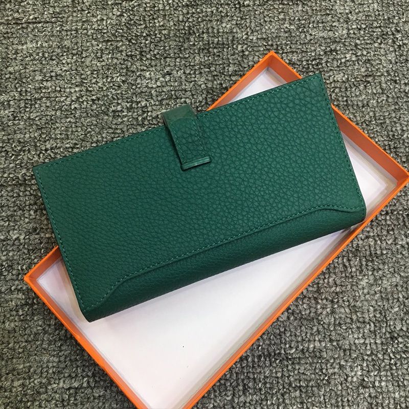 Hermes Bearn Wallet Togo Leather Palladium Hardware In Dark Green