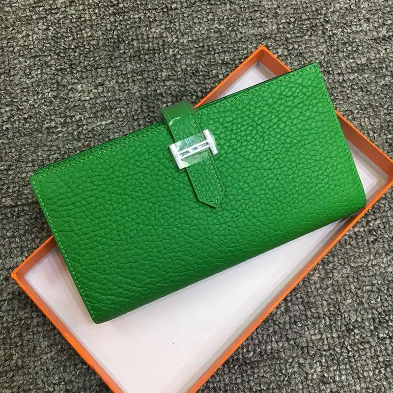 Affordable Hermes Bearn Wallet Togo Leather Palladium Hardware In Green