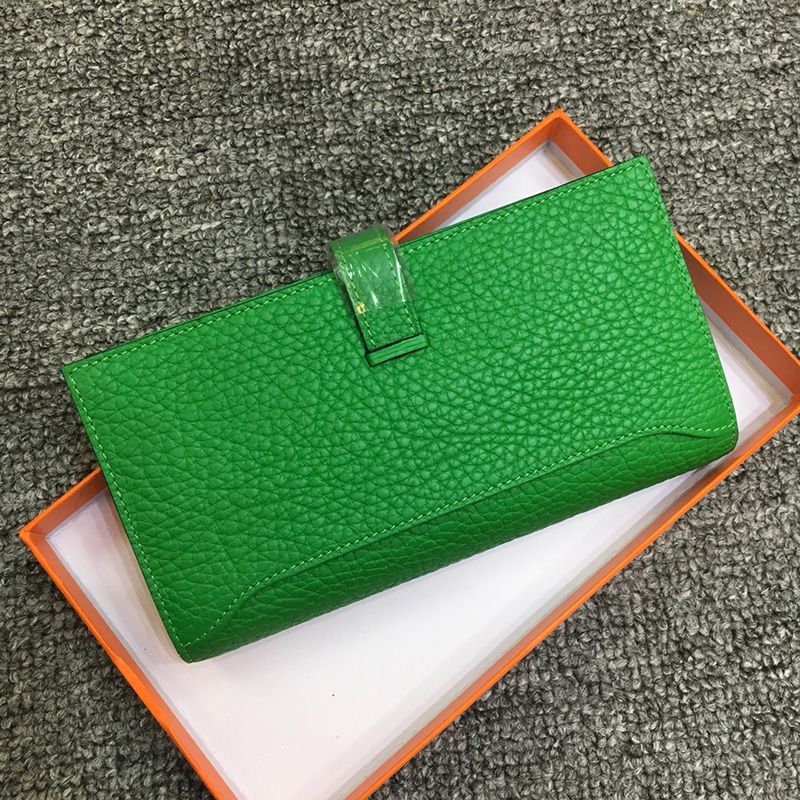 Hermes Bearn Wallet Togo Leather Palladium Hardware In Green