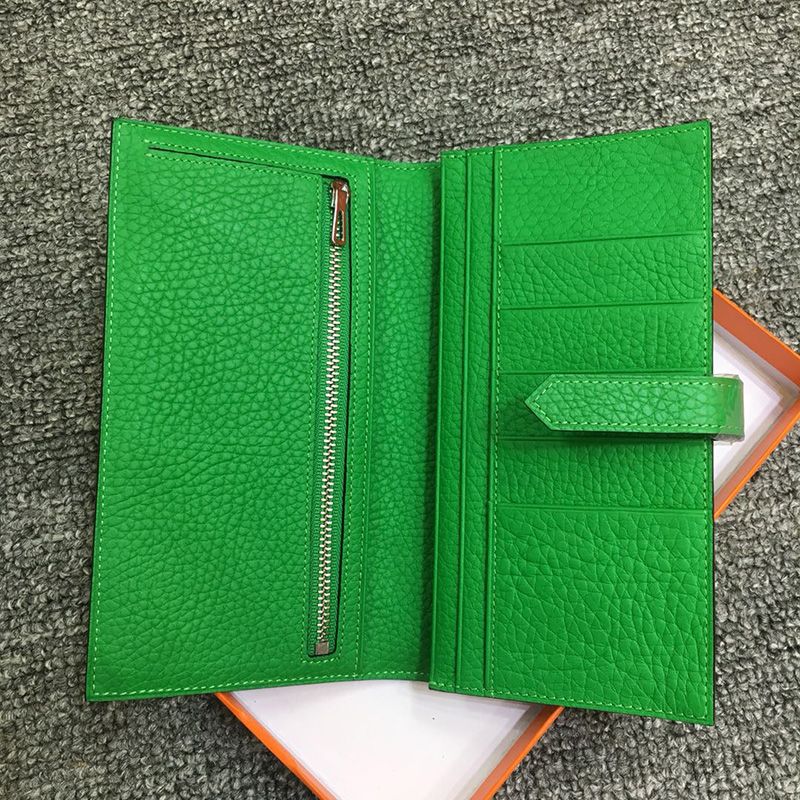 Hermes Bearn Wallet Togo Leather Palladium Hardware In Green