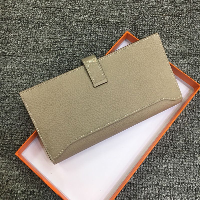 Hermes Bearn Wallet Togo Leather Palladium Hardware In Grey