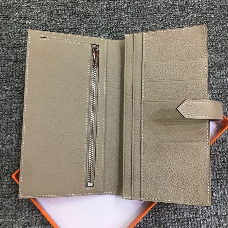 Hermes Bearn Wallet Togo Leather Palladium Hardware In Grey