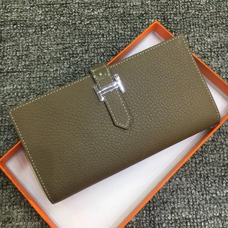 Affordable Hermes Bearn Wallet Togo Leather Palladium Hardware In Military Green