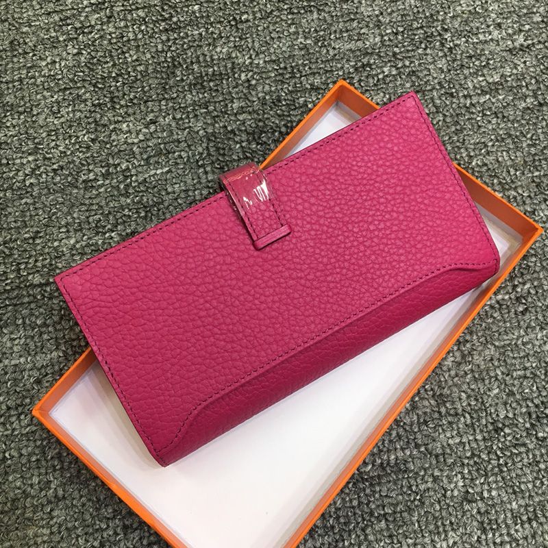 Hermes Bearn Wallet Togo Leather Palladium Hardware In Rose