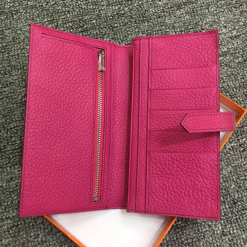 Hermes Bearn Wallet Togo Leather Palladium Hardware In Rose