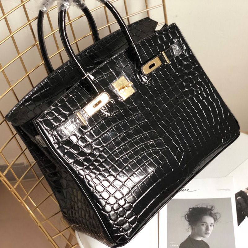 Hermes Birkin Bag Alligator Leather Gold Hardware In Black