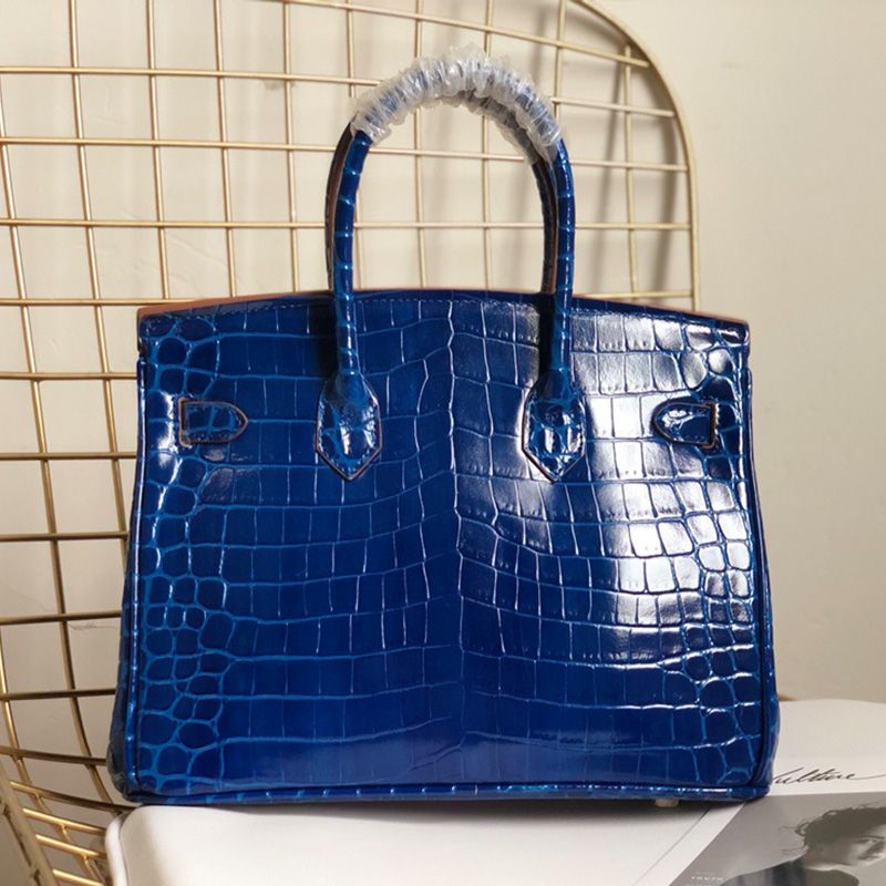 Hermes Birkin Bag Alligator Leather Gold Hardware In Blue