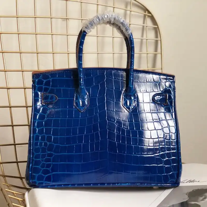 Cheap Hermes Birkin Bag Alligator Leather Gold Hardware In Blue