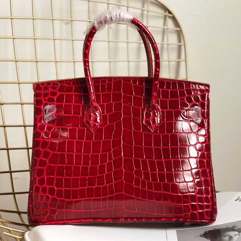 Hermes Birkin Bag Alligator Leather Gold Hardware In Burgundy