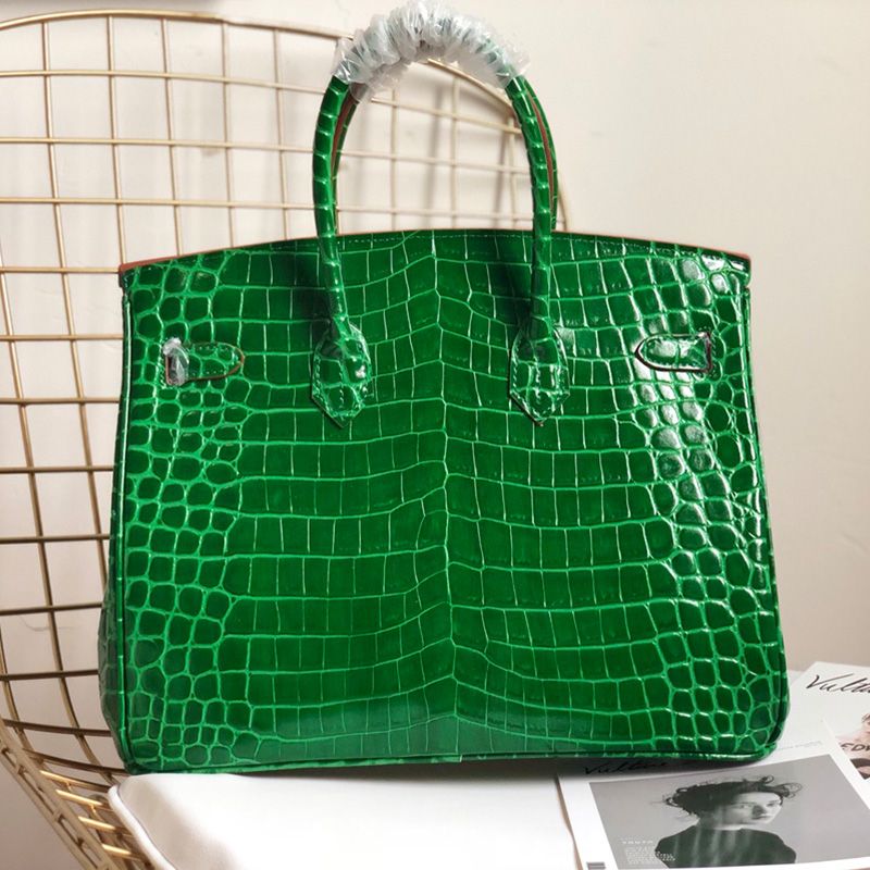 Hermes Birkin Bag Alligator Leather Gold Hardware In Green