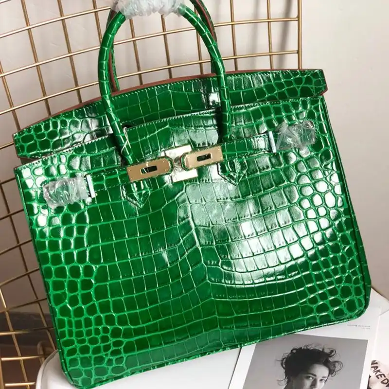 Cheap Hermes Birkin Bag Alligator Leather Gold Hardware In Green