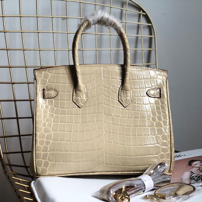 Hermes Birkin Bag Alligator Leather Gold Hardware In Grey