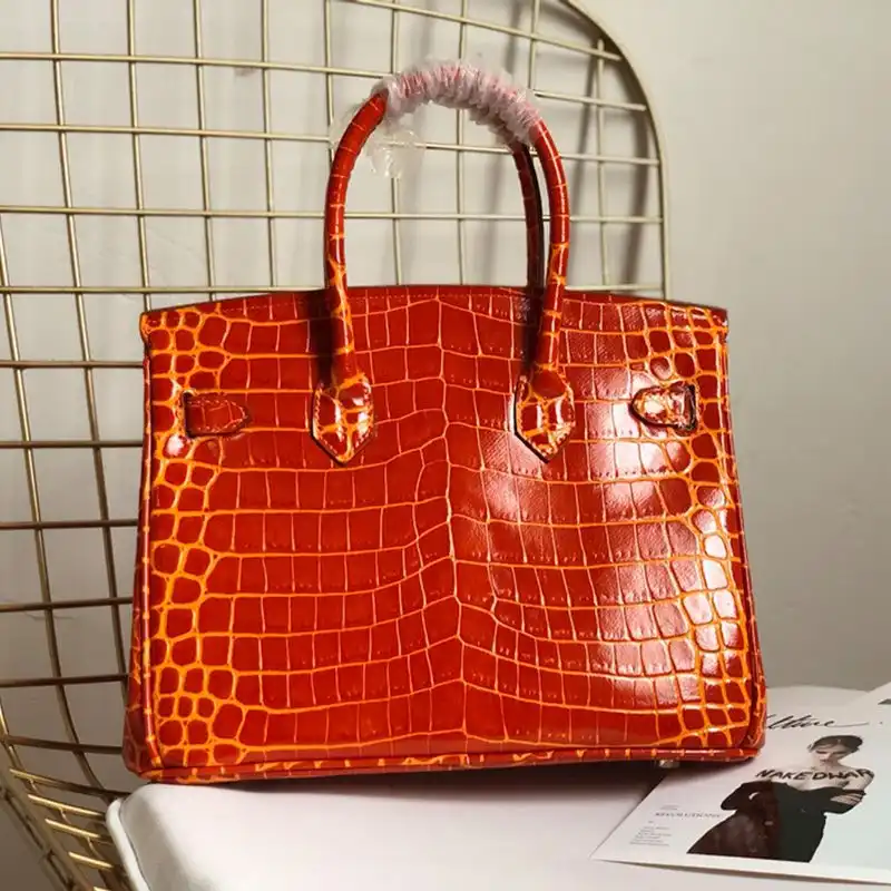 Cheap Hermes Birkin Bag Alligator Leather Gold Hardware In Orange