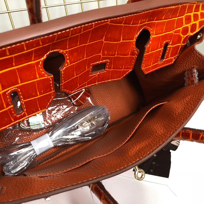 Hermes Birkin Bag Alligator Leather Gold Hardware In Orange