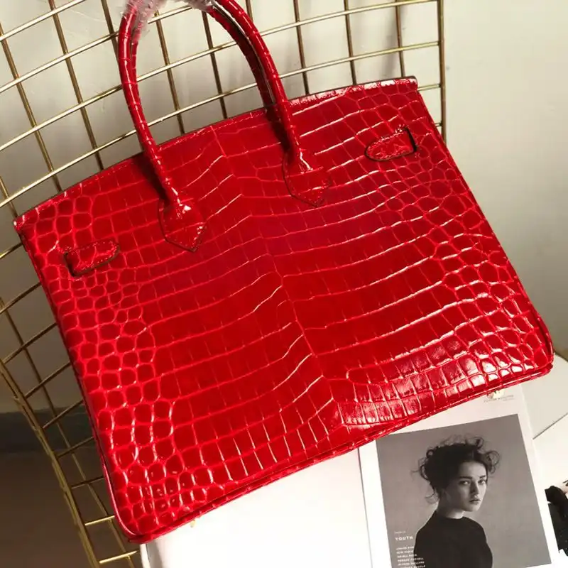 Affordable Hermes Birkin Bag Alligator Leather Gold Hardware In Red