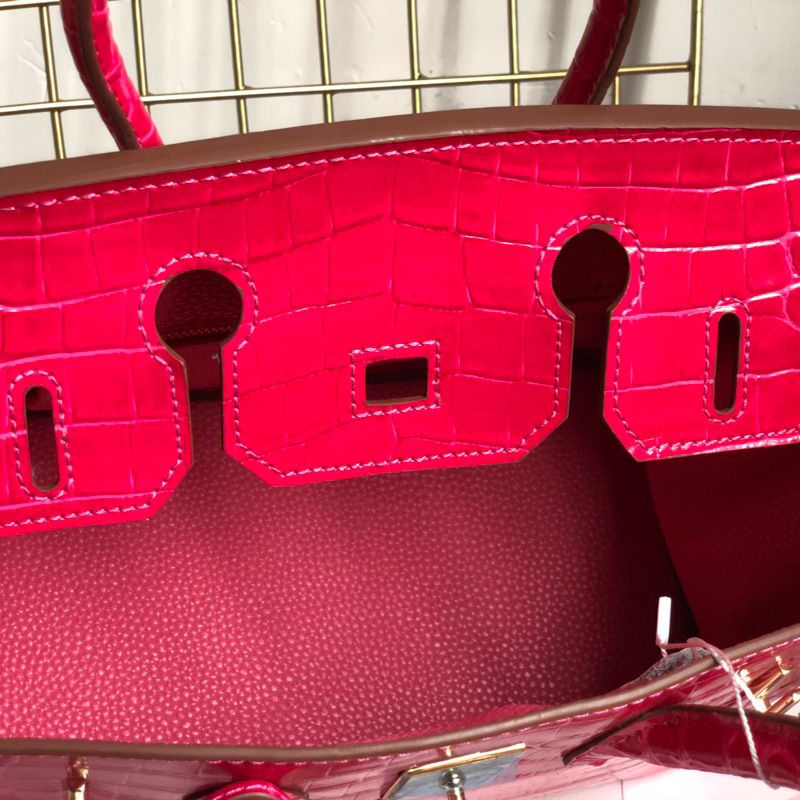 Hermes Birkin Bag Alligator Leather Gold Hardware In Rose