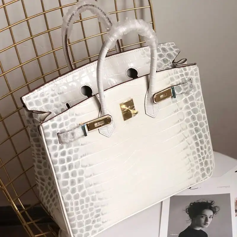 Affordable Hermes Birkin Bag Alligator Leather Gold Hardware In White