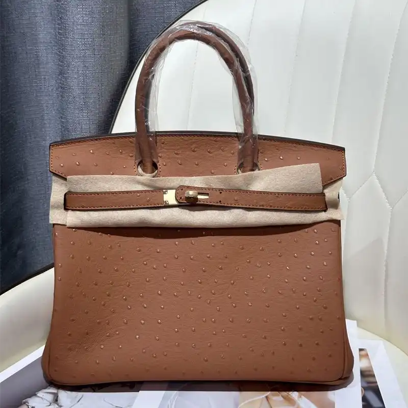 Cheap Hermes Birkin Bag Ostrich Leather Gold Hardware In Brown