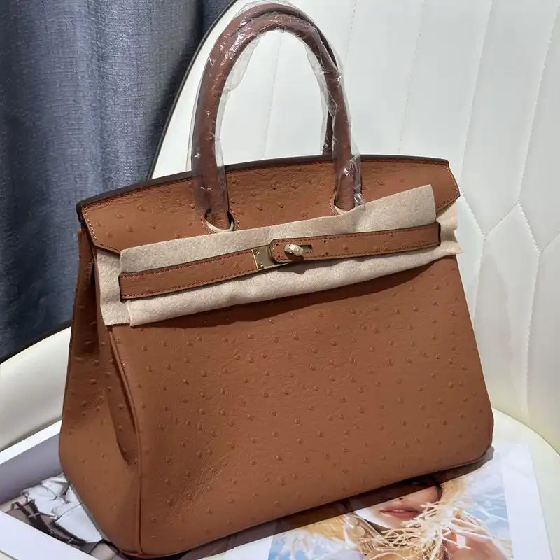 Cheap Hermes Birkin Bag Ostrich Leather Gold Hardware In Brown